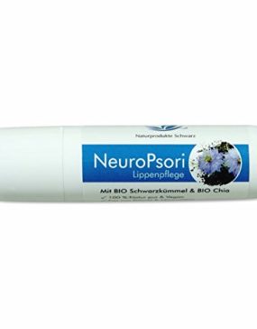 Naturprodukte Schwarz - NeuroPsori Lippenpflege mit BIO Schwarzkümmel & BIO Chia - Vegan, parfümfrei, ohne Mineralöl - 4,8g
