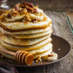 pancakes with banana, nuts and honey